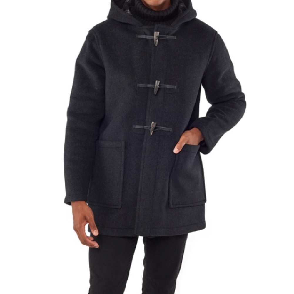 Men’s Block, Hooded, Wool Toggle Coat
